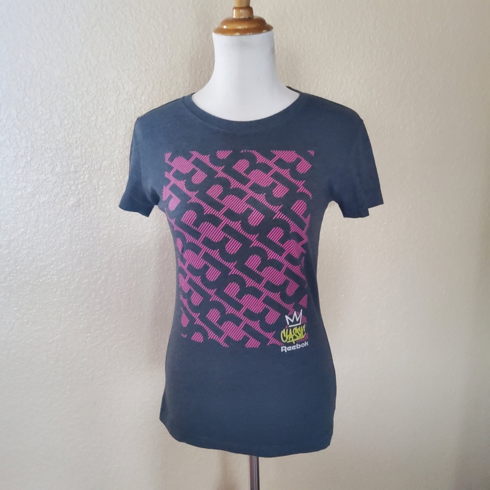 Reebok Women's Crewneck Graphic Tee Top T-shirt Size S Gray